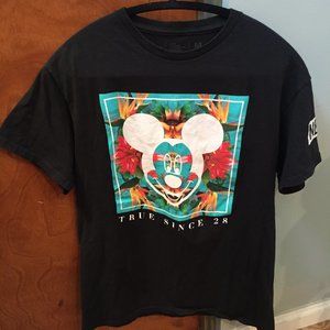 NEFF Black Mickey Mouse Floral Graphic T-Shirt